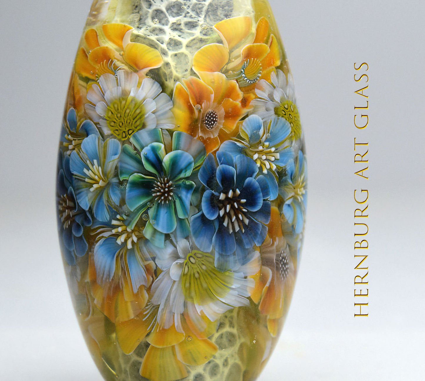 Pendant. Lampwork glass pendant. “Living Lace: Limoncello”