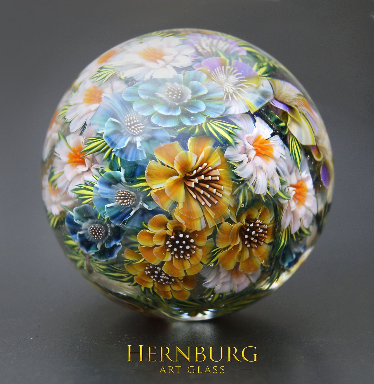 Marble. Collectible Sphere “Fifth Season”. Glass. . Diameter — 47 mm (1.85”)