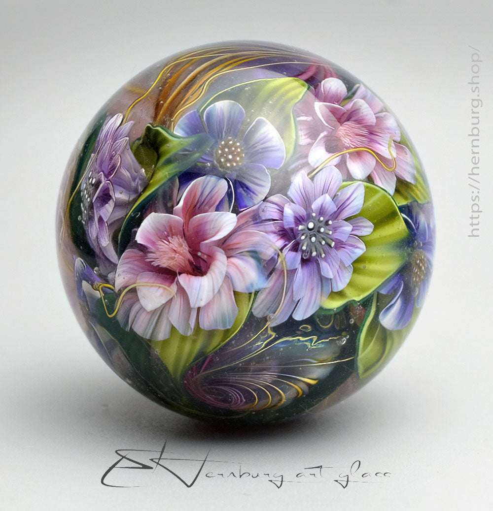 Marble "Extension of Canvas" Glass. Collectible sphere. Diameter — 40 mm (1.57”).