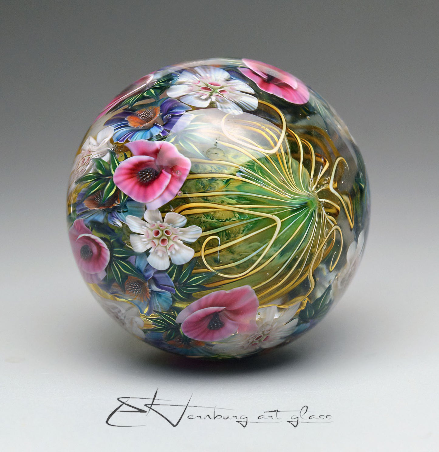 Marble. Collectible Sphere “Pastoral Crown”. Glass. . Diameter — 40 mm (1.57”)