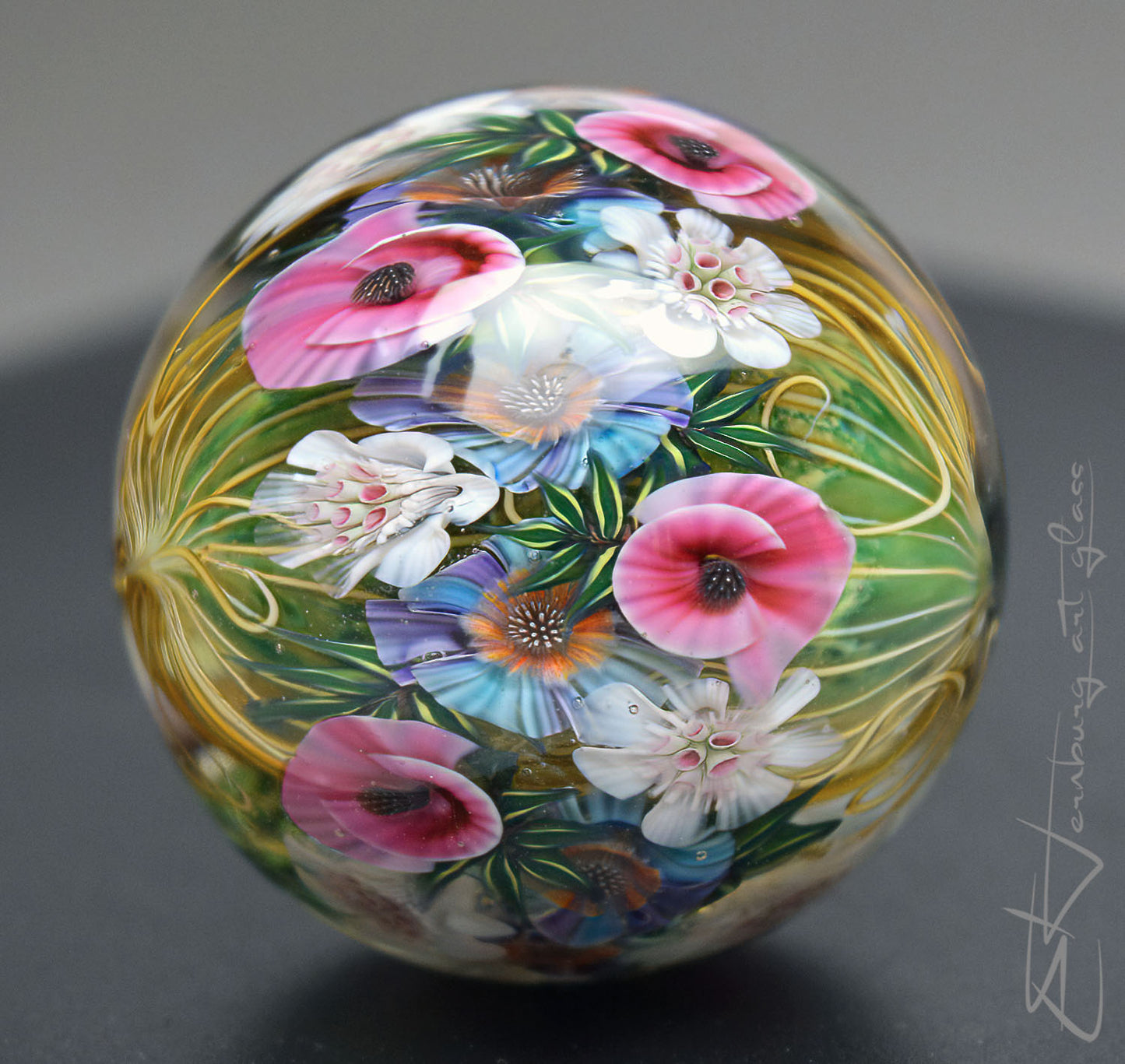 Marble. Collectible Sphere “Pastoral Crown”. Glass. . Diameter — 40 mm (1.57”)