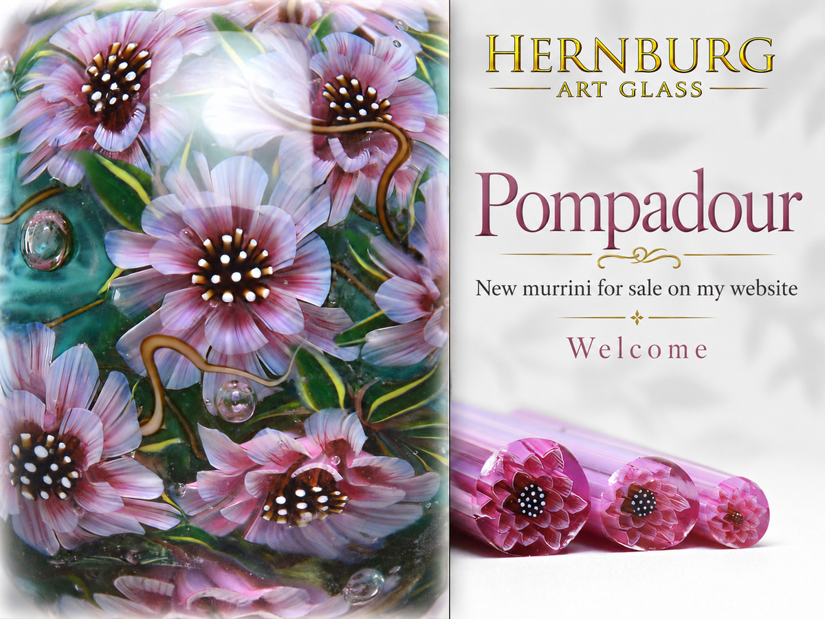 Murrini flowers. POMPADOUR. Sticks 5 cm long. Materials for lampwork. Glass COE104
