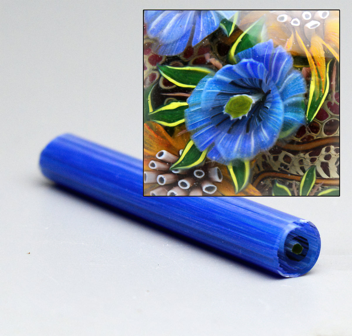 Murini flowers. BLUE POPPY . Sticks 5 cm long. Materials for lampwork. Glass COE104